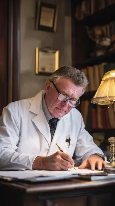Doctor shaking hands with patient and touching shoulder to give confidence